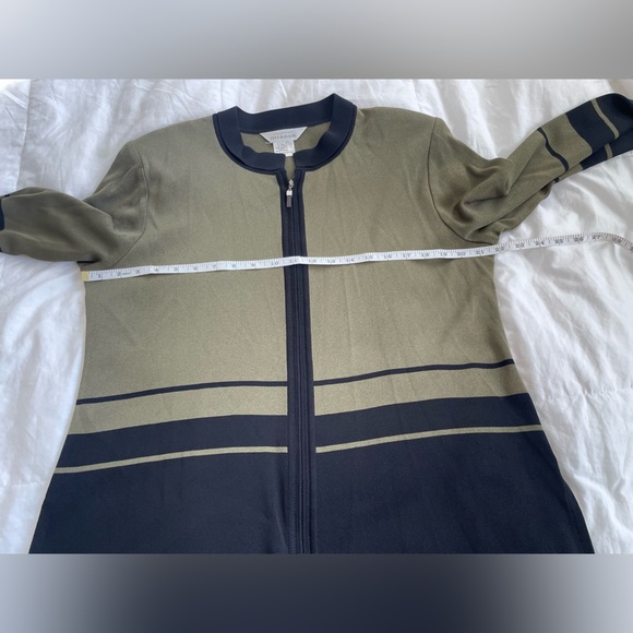 Exclusively Misook Olive Green & Black Zip-Up Knit Cardigan Jacket L - Picture 6 of 8